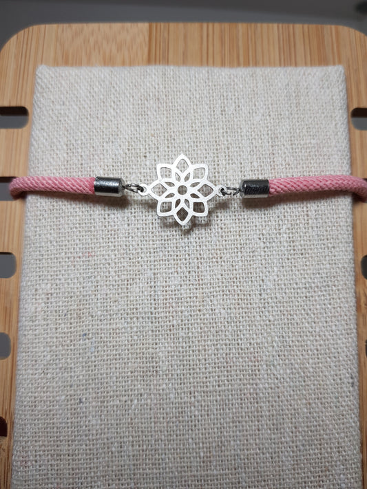 Armband Blume rosa, Eelstahl